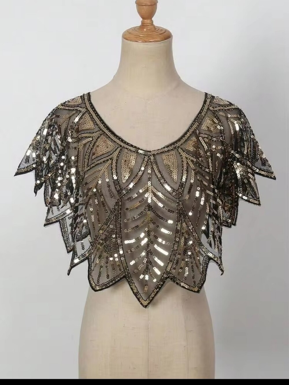 Dark Gold Sequin Accent Capelet